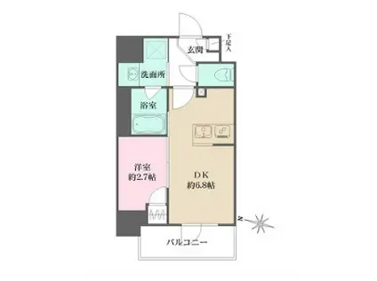 プライムアーバン菊川(1DK/2階)の間取り写真