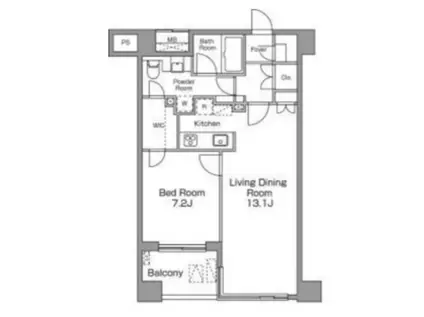 レジディア恵比寿南(1LDK/5階)の間取り写真