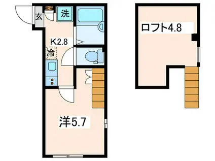 スカイビュー和田町(1K/1階)の間取り写真