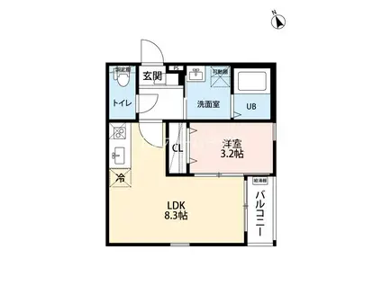 ROBOT HOME 上飯田東町(1LDK/1階)の間取り写真