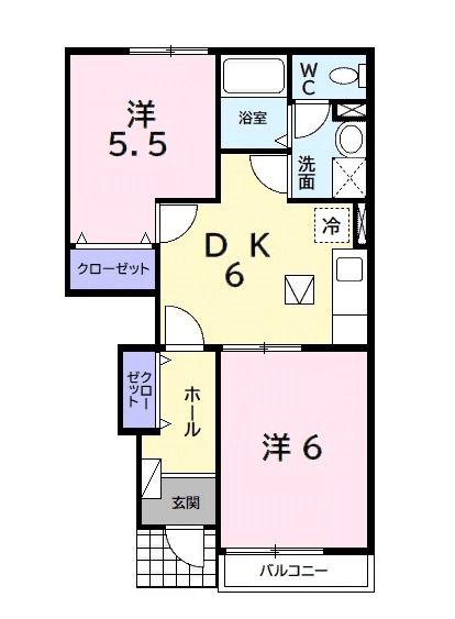 プラムフィールドC(2DK/1階)の間取り写真