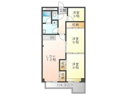 第二大嶽ビル(2LDK/8階)の間取り写真