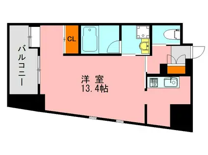 アソシアグロッツォ天神ミッドシティ(ワンルーム/7階)の間取り写真