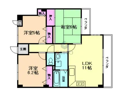 UNE FOYER(3LDK/3階)の間取り写真
