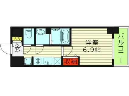 スワンズシティ大阪城コスタ(1K/9階)の間取り写真