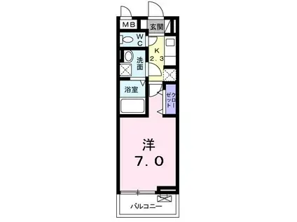 キングキャッスル壱番館(1K/2階)の間取り写真