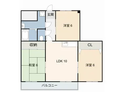 神野ビル(3LDK/2階)の間取り写真