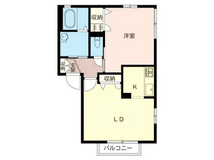 プルシアン・ブルー(1LDK/2階)の間取り写真