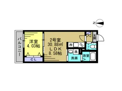 HFR蘇我 A棟(1LDK/1階)の間取り写真