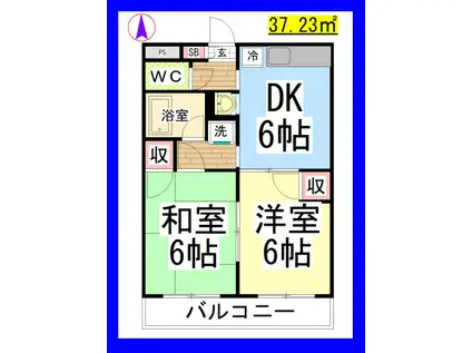 セリーヌ中央林間(2DK/1階)の間取り写真