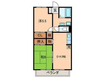 ビーラインいなば(2DK/2階)の間取り写真