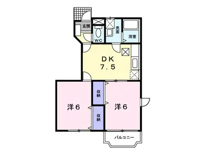 ミレニアムワールド(2DK/1階)の間取り写真