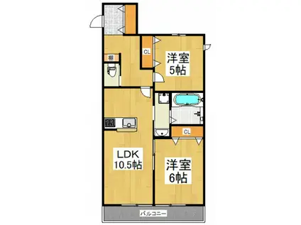 カトルセゾン(2LDK/1階)の間取り写真