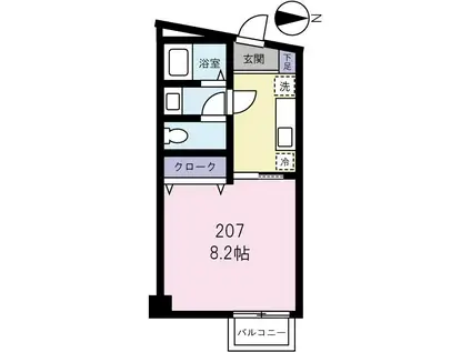 グランバリエ・II(1K/2階)の間取り写真