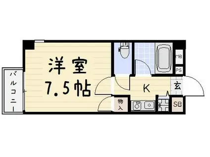 コンドミニアム北九大前(1K/3階)の間取り写真