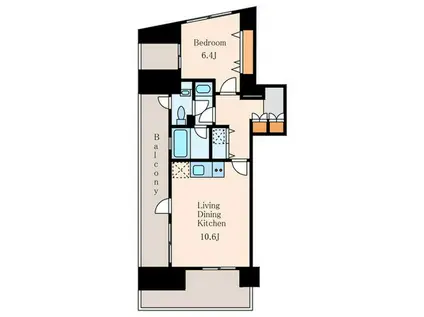 URBAN PARK麻布十番(1LDK/9階)の間取り写真