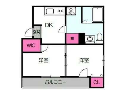 ファラン都島(2DK/4階)の間取り写真