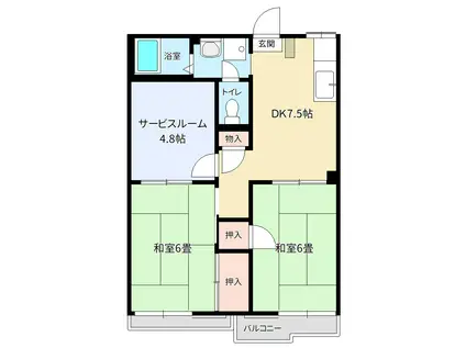 スカイコート(2SDK/2階)の間取り写真