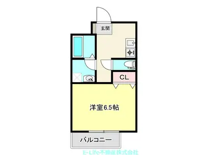 グリーンヒル黒髪(1K/2階)の間取り写真