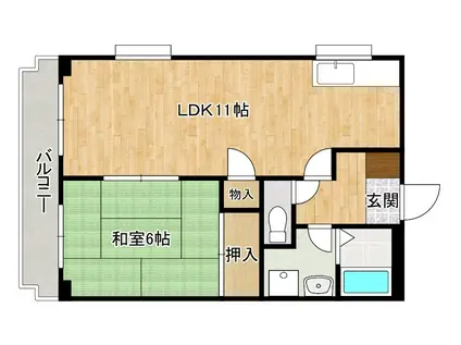 クレベール片野(1LDK/1階)の間取り写真