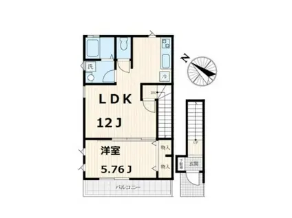 エーデルハイム(1LDK/2階)の間取り写真