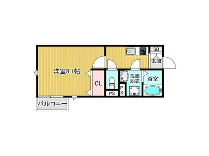 ベリッシモ曽根W IV(1K/3階)の間取り写真