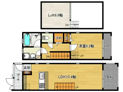 パラスティ宝ヶ池(1LDK/1階)の間取り写真