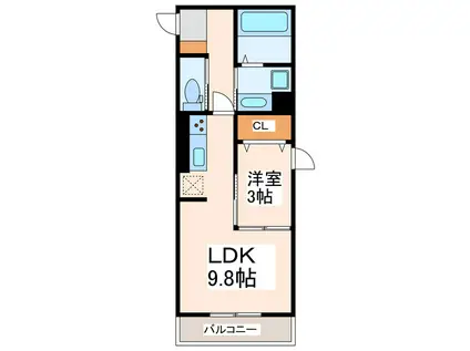 エクレール上代II(1LDK/3階)の間取り写真