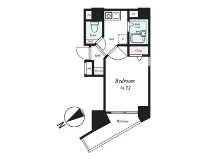 エンクレスト平尾(1K/8階)の間取り写真