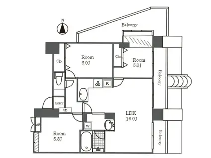 リブゼ横浜ステーションスクエア(3LDK/7階)の間取り写真