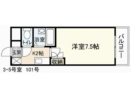 第3コーポ古屋(1K/2階)の間取り写真
