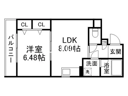 イスターナイマイ鴨川西(1LDK/5階)の間取り写真