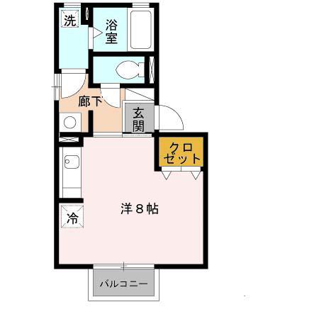 テラー・ウエスト新芦屋(ワンルーム/2階)の間取り写真