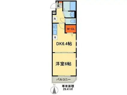 CIELBLEU千葉中央(1DK/4階)の間取り写真