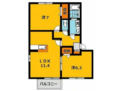 D`フレアタウン長宮III(2LDK/2階)の間取り写真