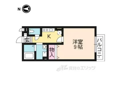 ディアコート一乗寺(1K/1階)の間取り写真