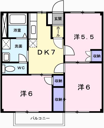 メゾン・ハイ(3DK/2階)の間取り写真