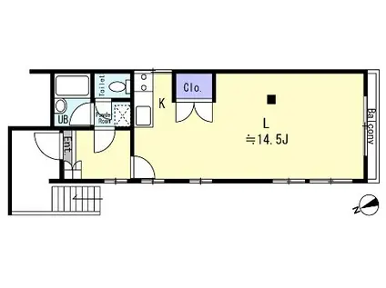 山手線 駒込駅 千石駅 敷礼無 BT別 女性限定 リノベ済 収納有(ワンルーム/2階)の間取り写真