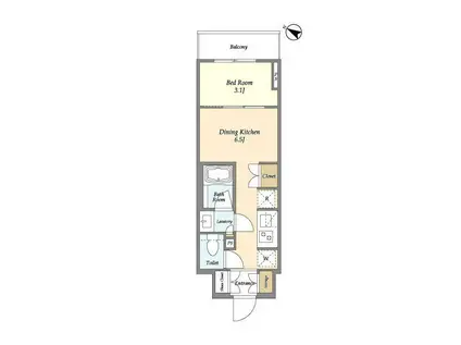 ドゥーエ横濱鶴見(1DK/7階)の間取り写真