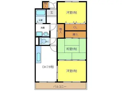 昌平マンション(3DK/3階)の間取り写真