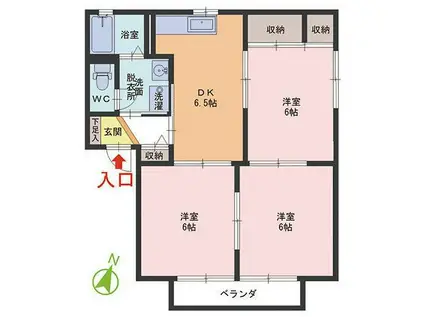 メゾンRYUSUI B(3DK/1階)の間取り写真