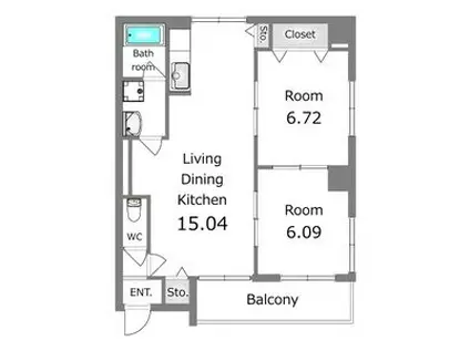 クイーンズリッチ東宿郷(2LDK/8階)の間取り写真