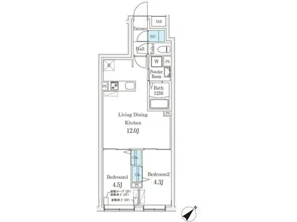 AGLAIA千石(2LDK/2階)の間取り写真