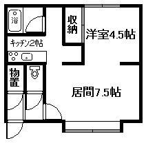 メゾンテンダー(1DK/2階)の間取り写真