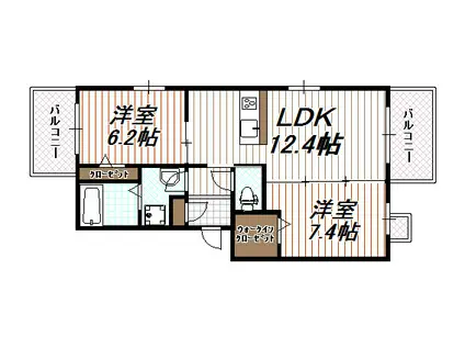 コンフォールZENS棟(2LDK/1階)の間取り写真