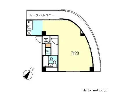 クレセントハウス(ワンルーム/4階)の間取り写真