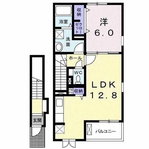 クラール名東 A(1LDK/2階)の間取り写真