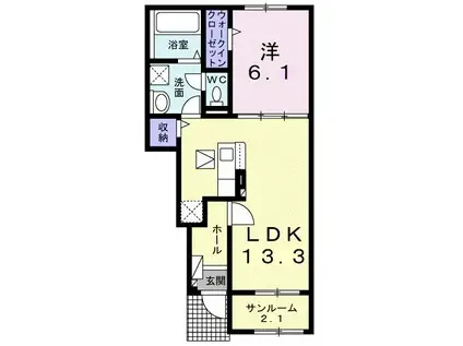 ウッドスプリング山根 A(1LDK/1階)の間取り写真