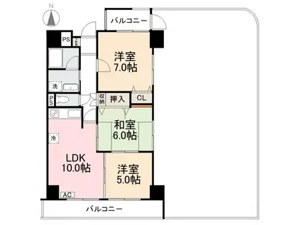 第1星野ビル(3LDK/7階)の間取り写真