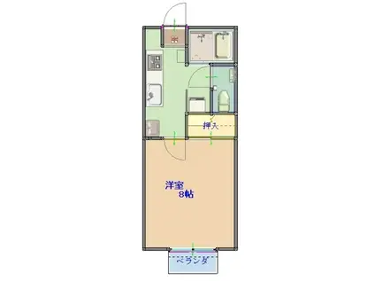 ジェイトピア・ツ(1K/1階)の間取り写真